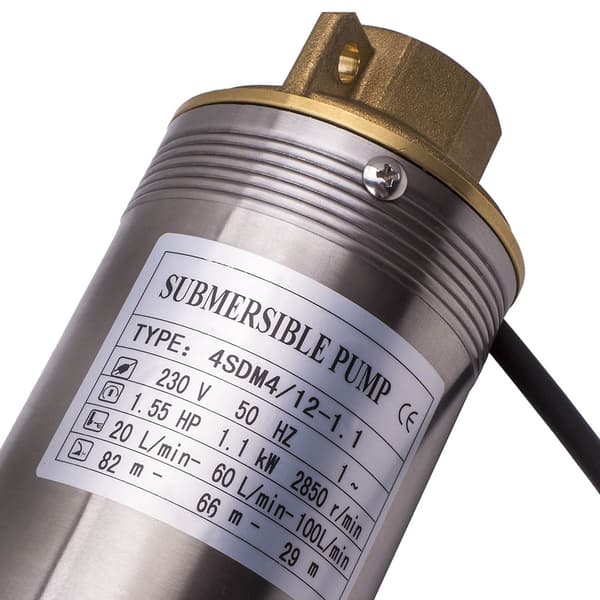Nedsänkbar Borrhålspump, 20m Kabel, 6600 L/H Flödeshastighet