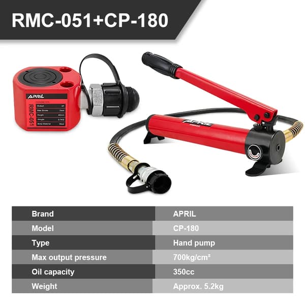 Käsipumppu Hydraulisylinteri, Max 700kg/cm² Painetta, Monipuolinen Öljykapasiteetti,RMC-051 ja CP-180