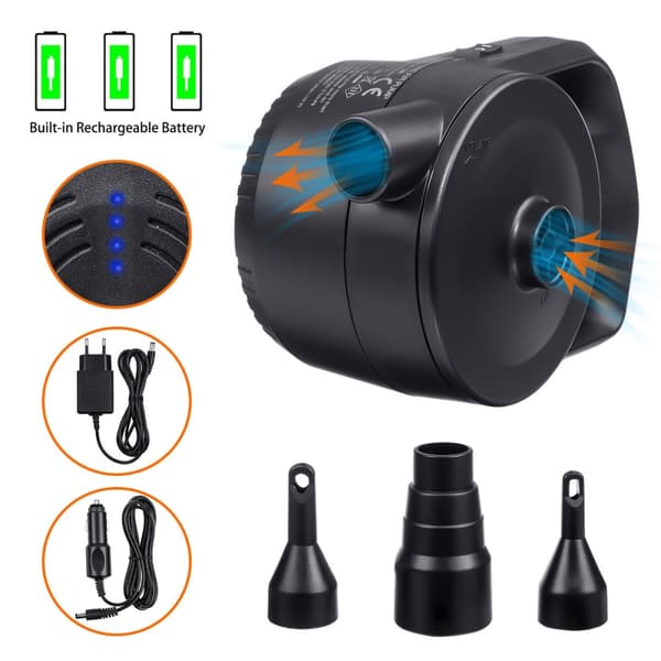 Elektrisk luftpumpe Drikbar oppustelig pumpe med 3 dyser til madras swimmingpool