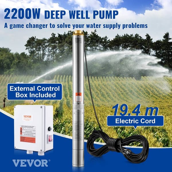 Syvällä sijaitseva uppopumppu, 2200W teho, 144m enimmäispää,2200W 230V