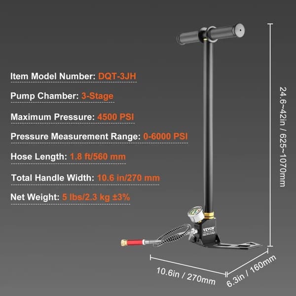 VEVOR PCP-käsipumppu, korkea paine 4500 PSI, monivaiheinen pumppujärjestelmä,Taso 3, EU