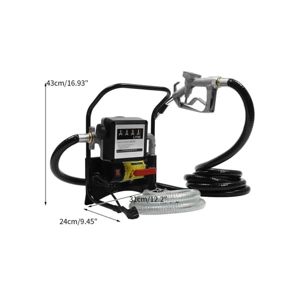 Elektrisk dieselpump, 375W effekt, 5-30 GPM flödeshastighet,220V, EU, Silver