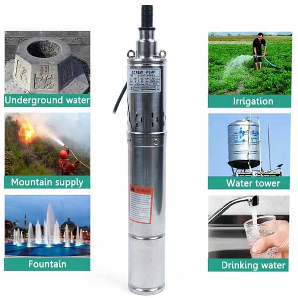 Rustfrit Stål Nedsænkelig Havepumpe, 2000 L/t Flow Rate, 100 m Maksimal Højde,230V, EU