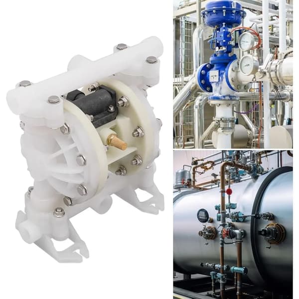 Dubbelmembranpump, 1/2 tum, Max flödeshastighet 2 ton/tim, Låg ljudnivå vid drift,VIT