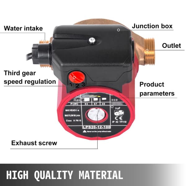 VEVOR Vandcirkulationspumpe, 50L/min Flow Rate, 6m Maksimal Højde,EU