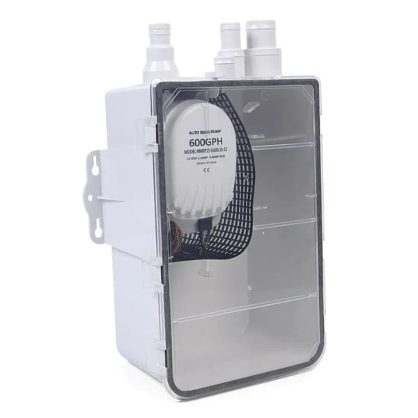 Automatisk bådpumpe, 600 GPH flowkapacitet, 12V system,12V, EU, HVID