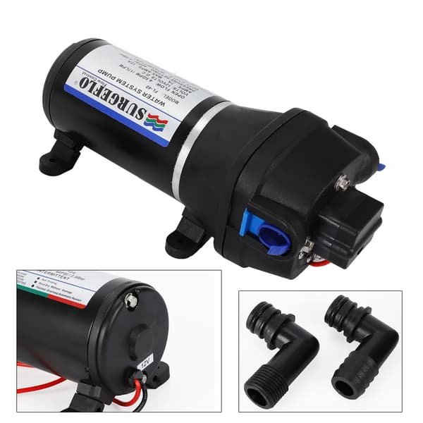 Vandoverførselspumpe, 17 L/min flowhastighed, 28 m maksimal løftehøjde,Sort, EU, 12V
