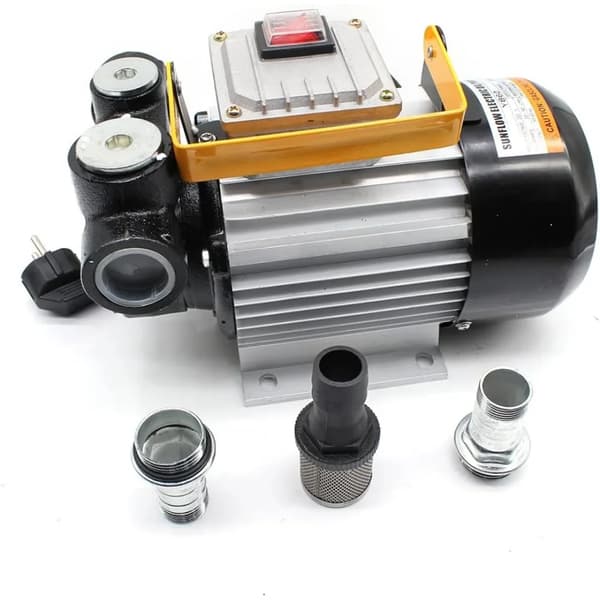 Dieselpumpe, Flow Rate 20-60 l/min, Effekt 550W, Dimensioner 28,5 x 21,5 x 23,5 cm,sort og sølv