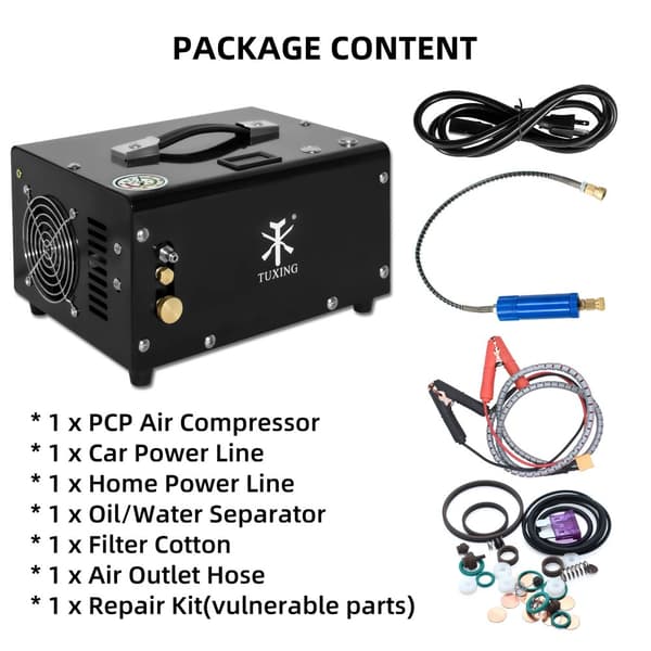 TUXING PCP Luftkompressor, Højt Tryk 300Bar, Alsidig Strømforsyning,Generel version, 220V