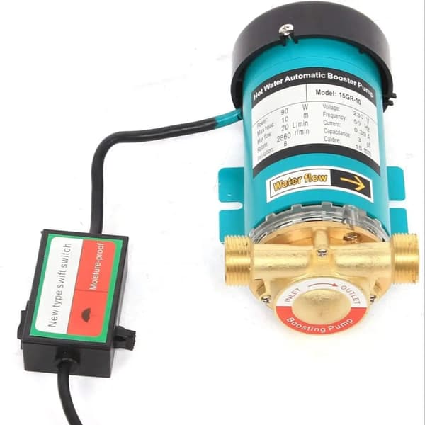 Trykforstærkerpumpe, 90 W effekt, 10 L/min flowhastighed,220V, Blå