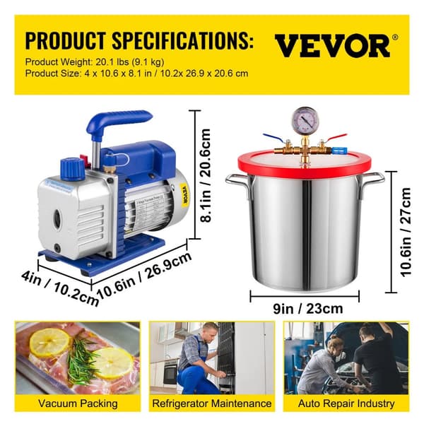 Imupumppu, 4 CFM, 3 gallonan kapasiteetti, 1/4 HP,3 Gallon 1 Vaihe