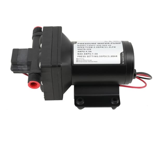 12V Membranpumpe, 3,0 GPM Flow, 55 psi Tryk