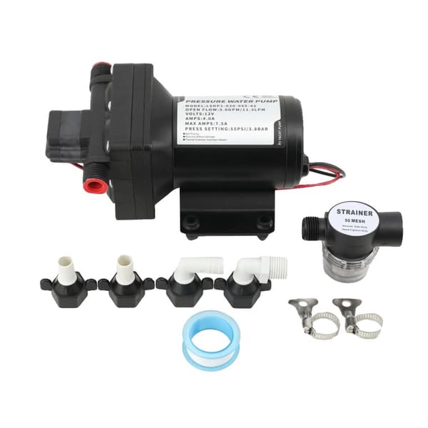 12V Membranpumpe, 3,0 GPM Flow, 55 psi Tryk