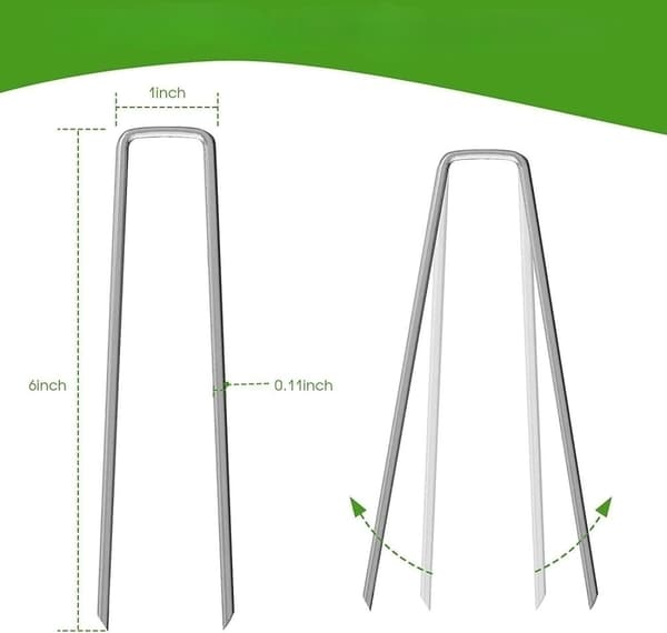 50 U-muotoista puutarhakiilaa 150 mm x 30 mm, galvanoidusta teräksestä valmistetut turvapaalut kompostikankaalle