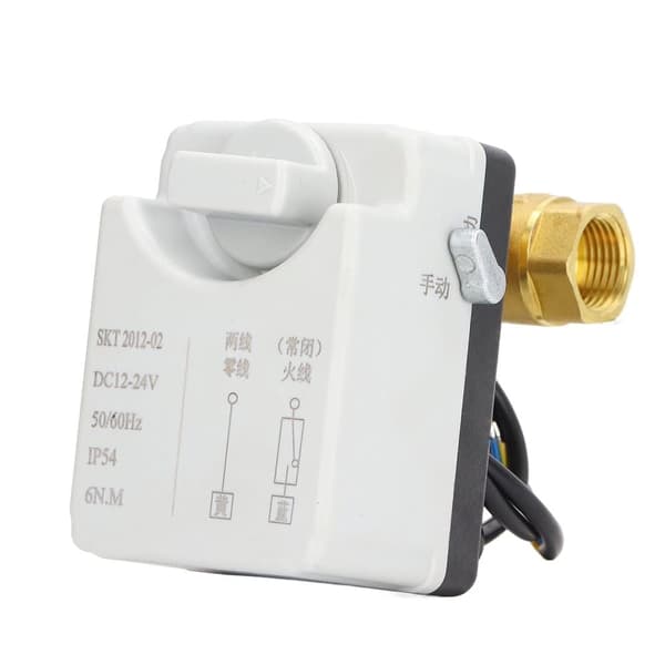 Motoriseret kugleventil 2 leder 2-vejs normalt lukket DN15 messing ABS DC 12V-24V tilbehør