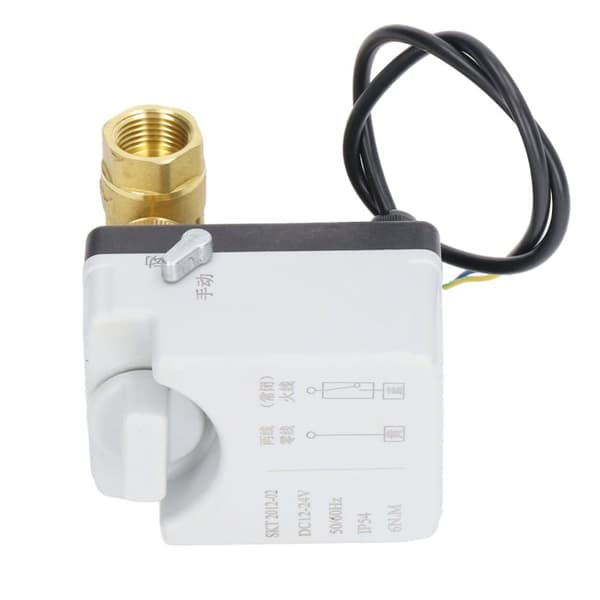 Motoriseret kugleventil 2 leder 2-vejs normalt lukket DN15 messing ABS DC 12V-24V tilbehør