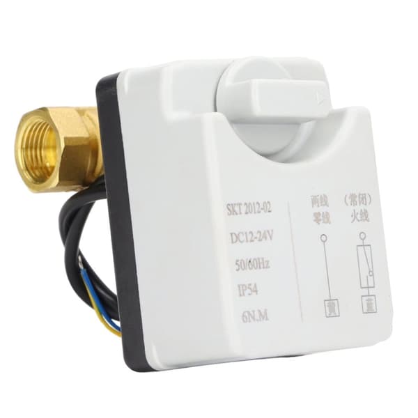 Motoriseret kugleventil 2 leder 2-vejs normalt lukket DN15 messing ABS DC 12V-24V tilbehør