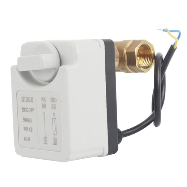 Motoriseret kugleventil 2 leder 2-vejs normalt lukket DN15 messing ABS DC 12V-24V tilbehør