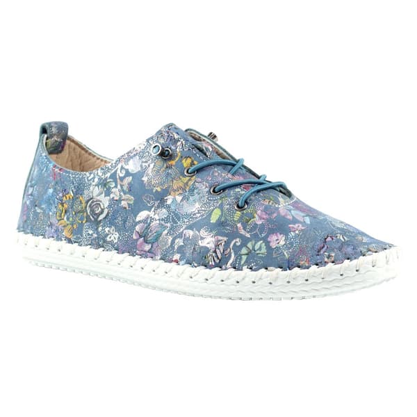 Lunar Kvinnor/Damer Exbury Floral Leather Plimsolls Blue 4 UK