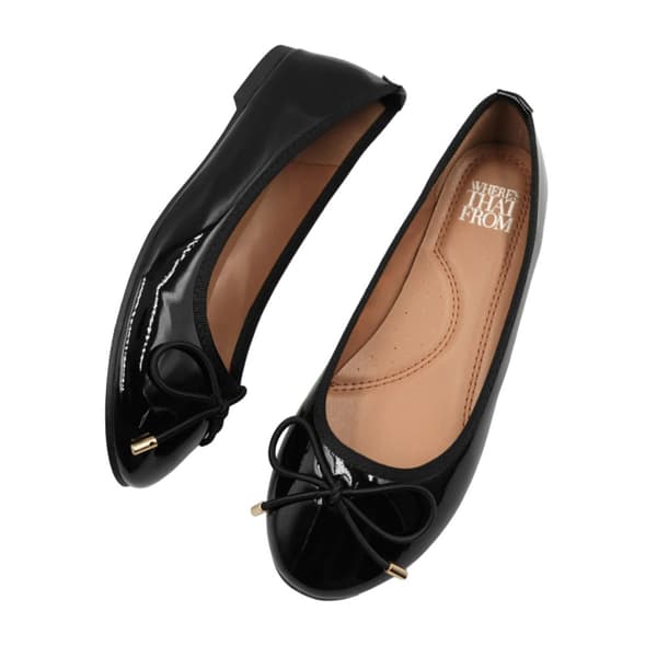 Where's That From Dam/Ladies Bexley Patent Faux Leather Slip-on Flat Pumps
