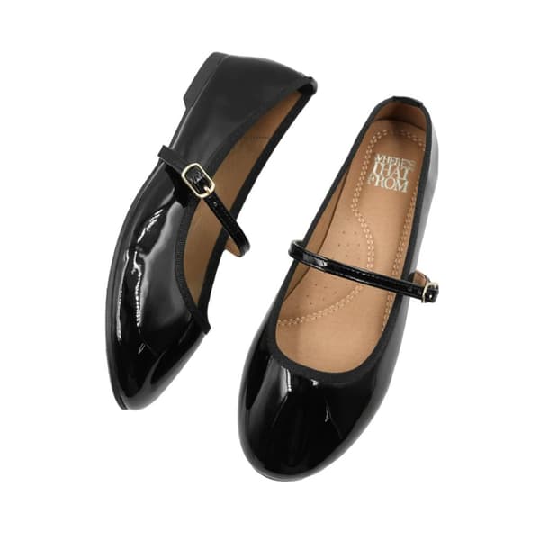 Where's That From Dam/Ladies Josie Ballerina Flats med remmar i konstläder och patent