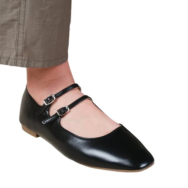 Where's That From Womens/Ladies Detox PU Strappy Ballerina Flats Black 7 UK