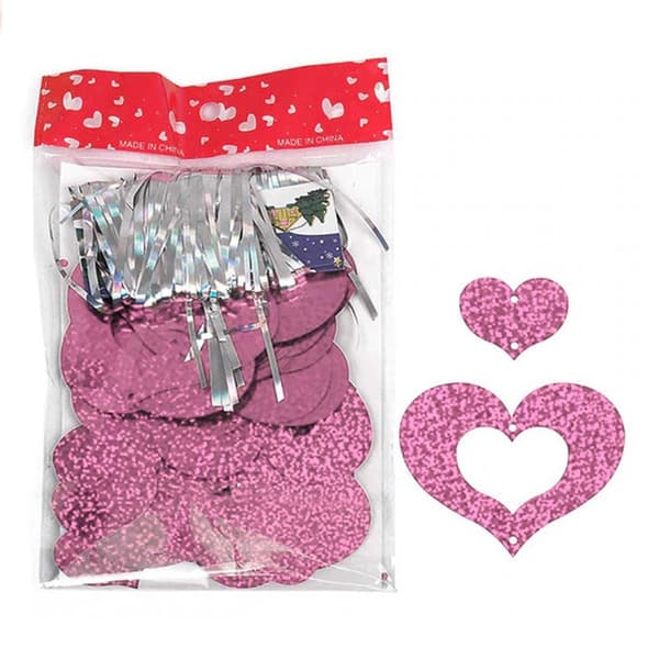 Glitter draperi med hjerter metallisk rosa