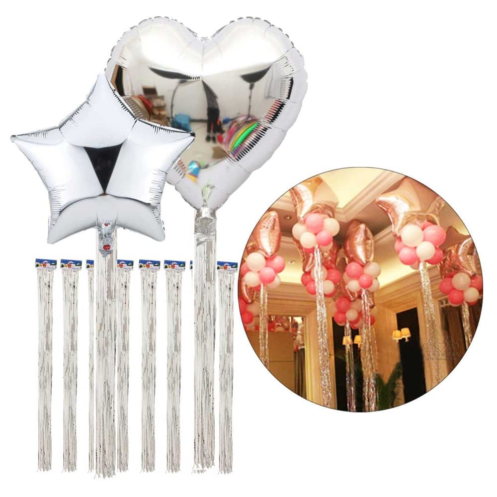 Ballongsvans Silver Glitter Metallic 10-Pack Glitterdraperi