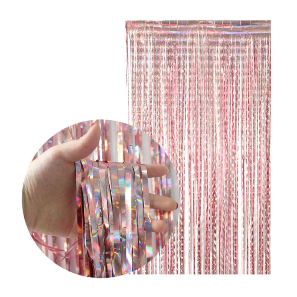 Glitterdraperi Metallic Roséguld 3-Pack 3x2m]för Fest Födelsedag