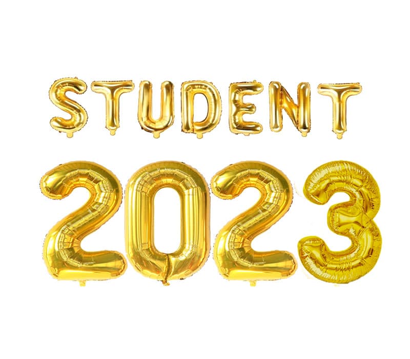 Ballongkit STUDENT 2022 i guld/ Student 2022 ballongbukett