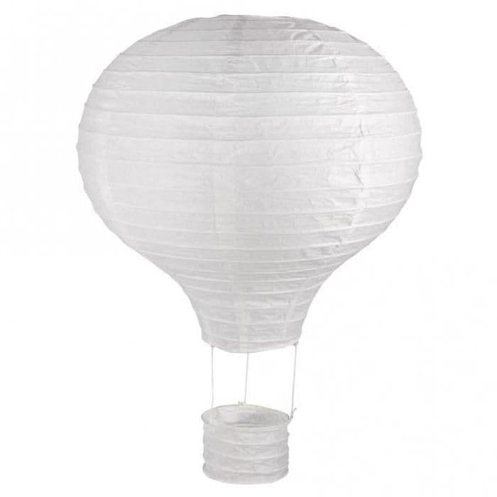 Papperslykta för varmluftsballong, 30cm ø, vit, 40cm, b. metallram, 1 st msk