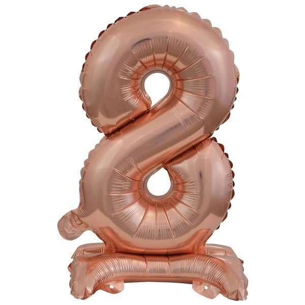 Ballong - Amscan - Nummer 8 - 38 cm - Guldrosé - Festdekoration
