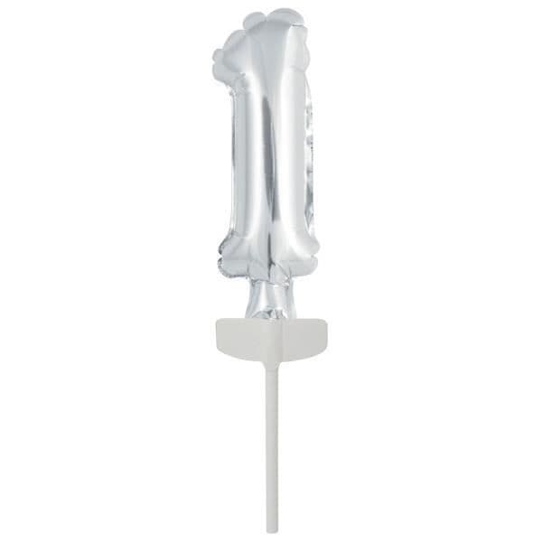 Amscan folieballong numrerad '1' 18,5 x 9 cm silver