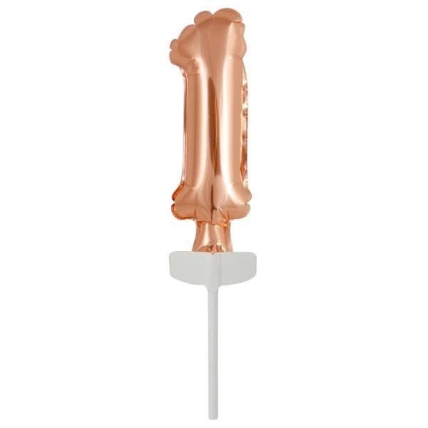 Nummerballong - Amscan - Nummer 1 - 18,5 x 9 cm - Roséguld - Aluminium