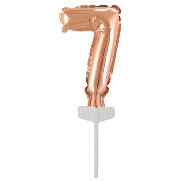 Ballong siffra - Amscan - 7 - 18,5 x 9 cm - Guld rosa - Helium möjligt