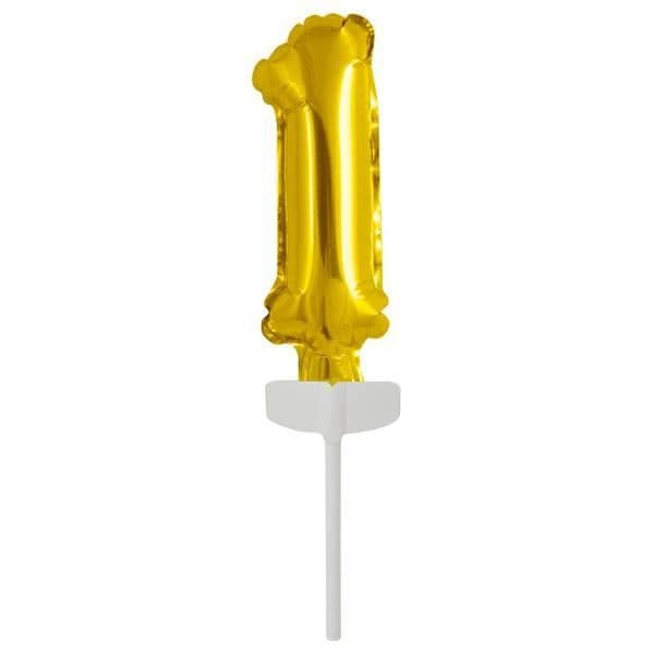 Ballong - Amscan - Nummer 1 - 18,5 x 9 cm - Guld - Aluminium - Helium