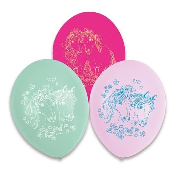 Amscan Pretty Pony ballonger 22,8 cm rosa/grön latex 6 st.