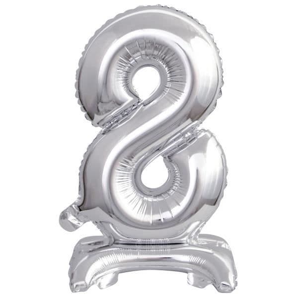 Aluminiumballong - Amscan - Nummer 8 - 38 cm - Silver - Festdekoration