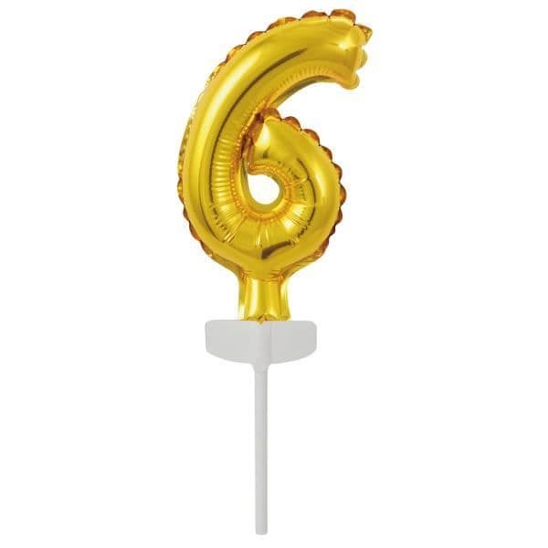 Ballong nummer - Amscan - 6 - 18,5 x 9 cm - Guld - Aluminium - Helium