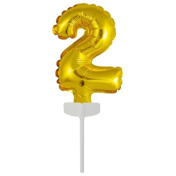 Amscan folieballong numrerad '2' 18,5 x 9 cm guld
