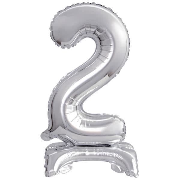 Ballong siffror - Amscan - Nummer 2 - 38 cm - Aluminium - Silver