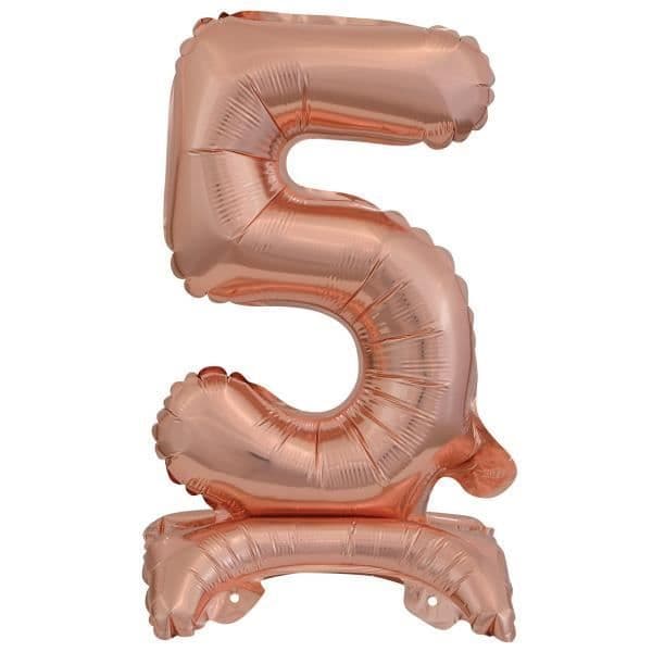 Ballong - Amscan - Nummer 5 - 38 cm - Guld rosa - Festdekoration