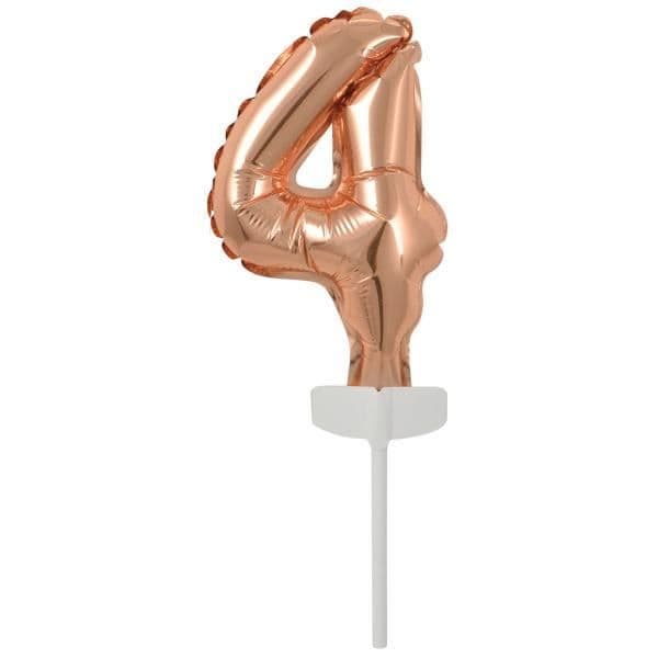Ballong siffra - Amscan - 4 - 18,5 x 9 cm - Guldrosa - Helium möjligt