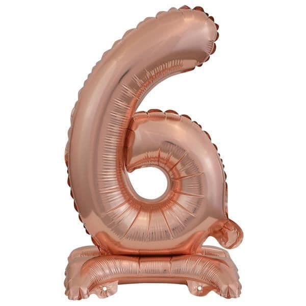 Ballongiff - Amscan - Nummer 6 - 38 cm - Roséguld - Festdekoration