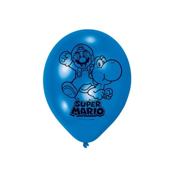 Ballonger - Super Mario - Set av 6 - Röd och Blå - Festdekoration - Födelsedag
