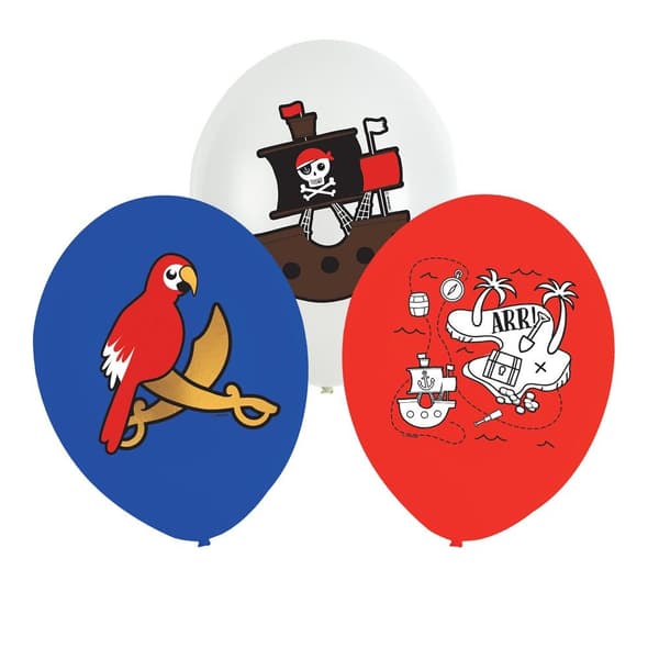 Set med 6 Pirates latexballonger - Flerfärgad - Diameter 27cm