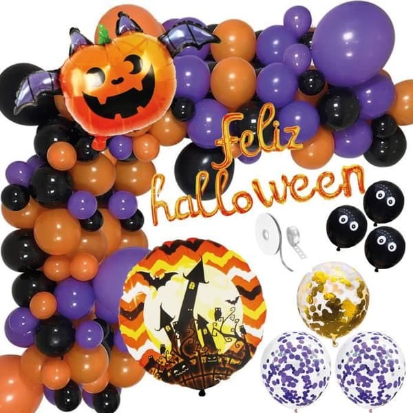 Halloween Dekoration - SPRINGOS - Flerfärgade Ballonger - 60 stycken - Latex - Halloween Tema