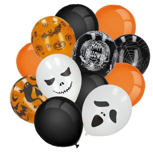 Dekorationsset Halloween - SPRINGOS - 14 Ballonger - Latexfri - Flerfärgad - Skrämmande