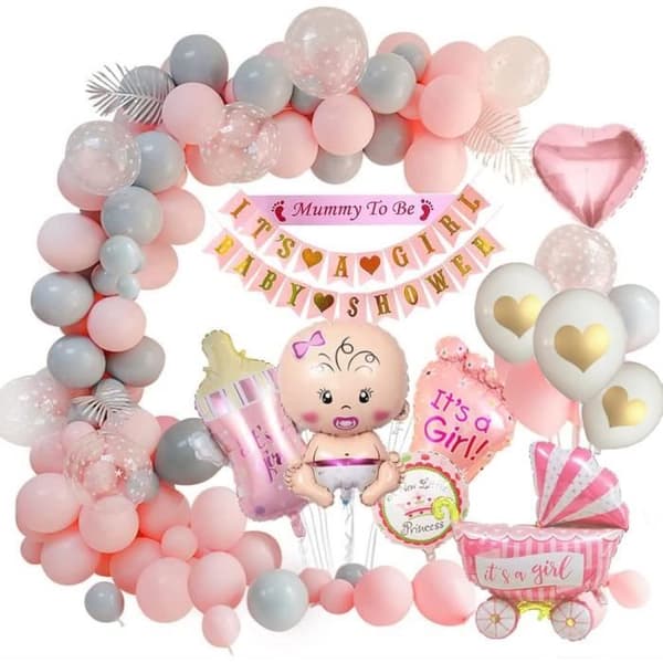 Födelsedekoration Babydop Flicka Pojke Rosa ballonggirland Födelsefest Babyflicka Barn Ballongbåge Baby shower
