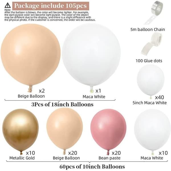 Ballonggirland - Ej specificerad - 105st - Latex - Festdekoration - Rose Gold Beige